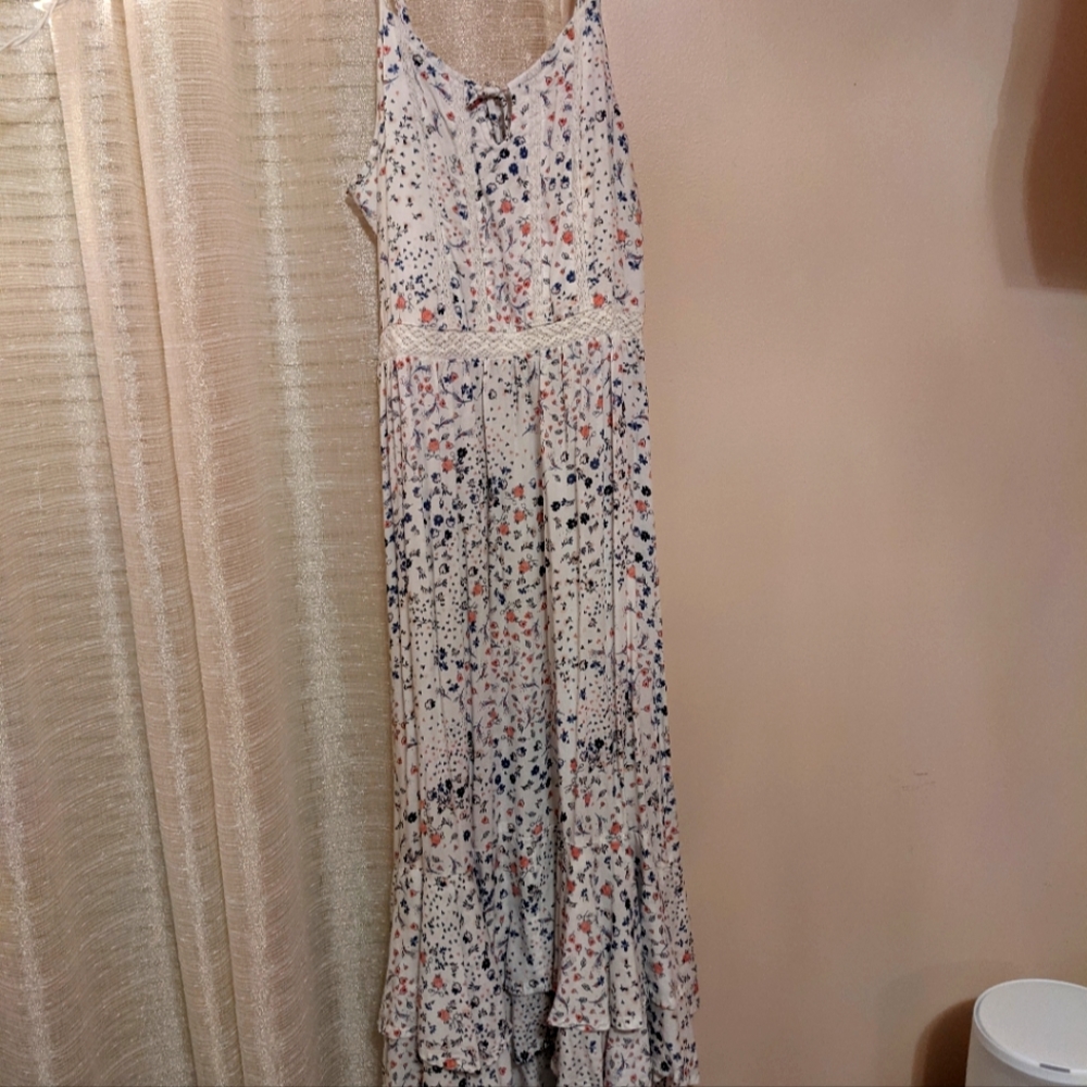 Midi white and pastel floral dress